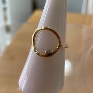 14K Open Circle Ring with diamond- Sundance